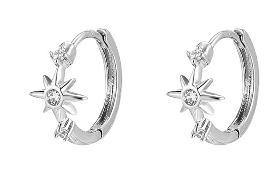 小众独特六芒星锆石耳圈女设计高级感耳环轻奢显气质银针耳饰