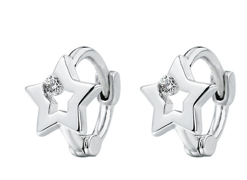 925纯银花朵星星耳环女精致甜美蝴蝶结耳圈简约时尚百搭新款耳饰