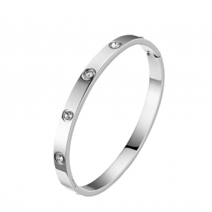 钛钢开口手镯镶钻时尚高级感18K不掉色不锈钢手镯